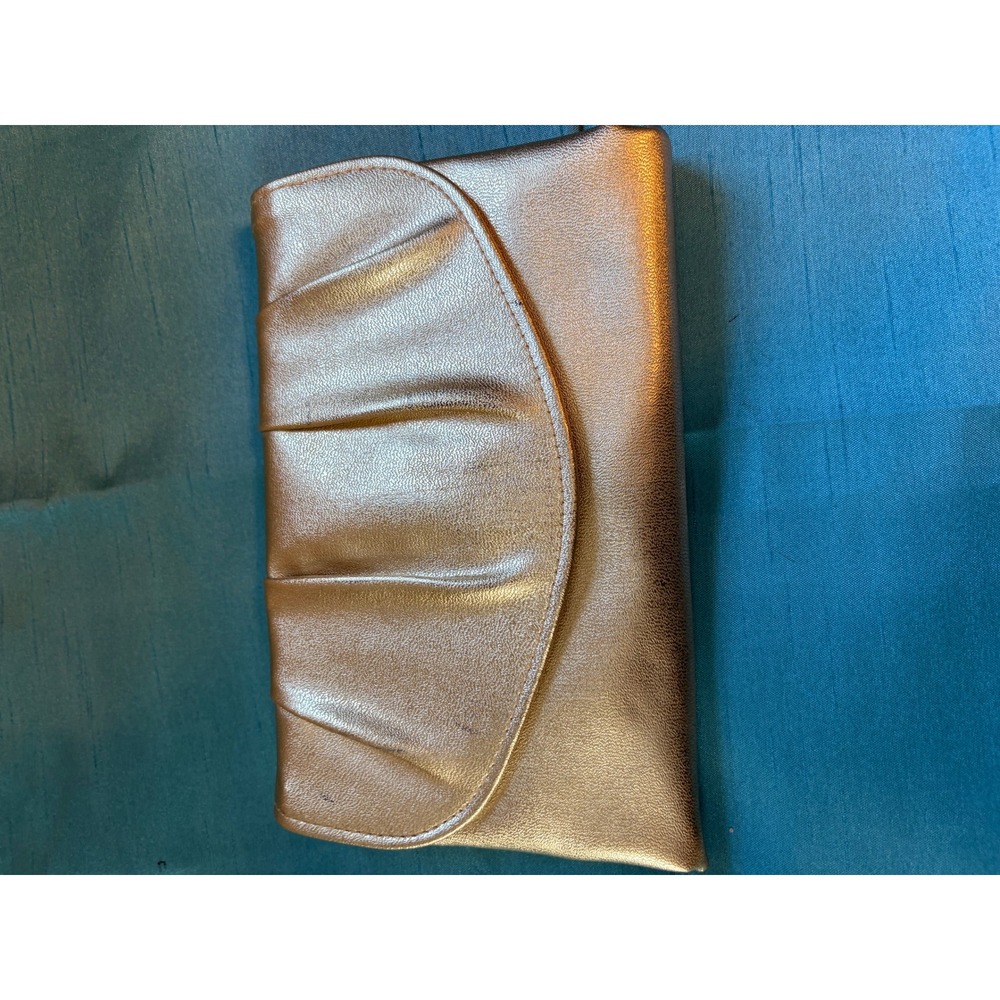 Unbranded Metallic Bronze Clutch Women Small Glam Pleated Evening Envelope Bag